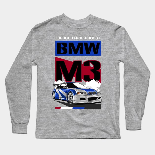 Turbocharger Boost BMW M3 Long Sleeve T-Shirt by Harrisaputra